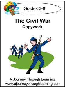 Civil War Copywork (cursive letters) - A Journey Through Learning Lapbooks 