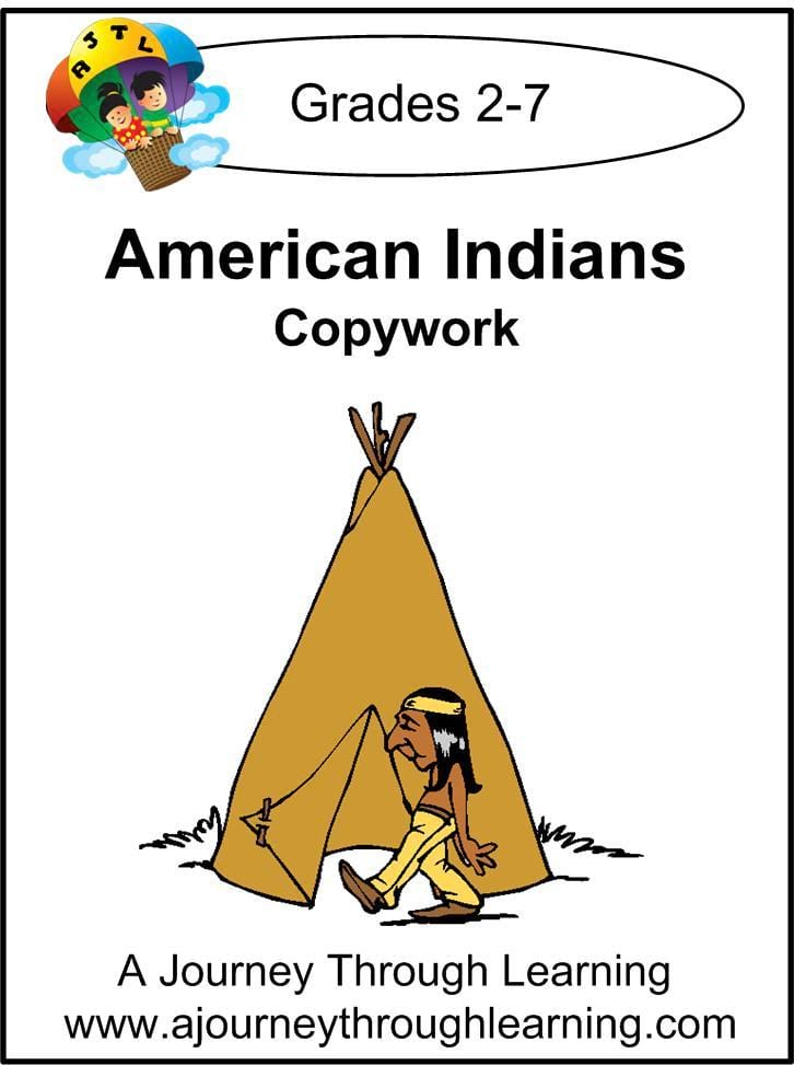 American Indians Copywork (printed letters) - A Journey Through Learning Lapbooks 