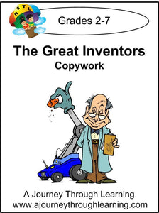 Inventors Copywork (cursive letters) - A Journey Through Learning Lapbooks 