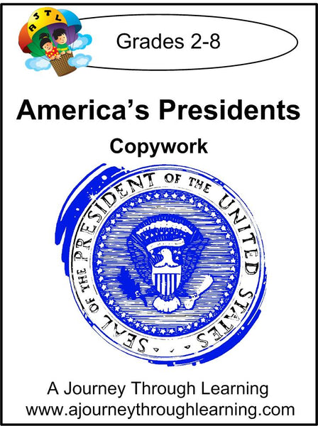 Presidents Copywork (cursive letters) - A Journey Through Learning Lapbooks 
