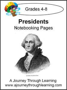 Presidents Notebooking Pages - A Journey Through Learning Lapbooks 