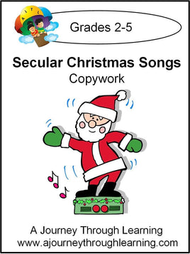 Secular Christmas Songs Copywork (printed letters) - A Journey Through Learning Lapbooks 