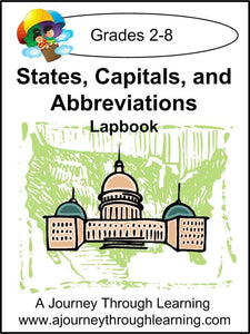 States, Capitals, and Abbreviations Flashcards Lapbook - A Journey Through Learning Lapbooks 