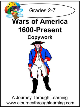 Wars of America Copywork (1600-present) Copywork (cursive letters) - A Journey Through Learning Lapbooks 