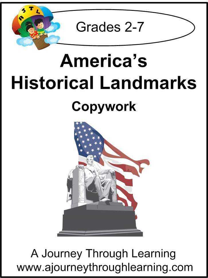 America's Historical Landmarks Copywork (printed letters) - A Journey Through Learning Lapbooks 