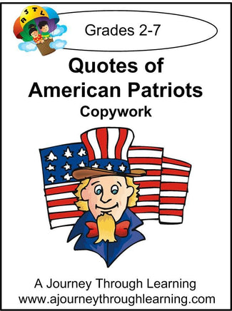 Quotes of American Patriots Copywork (printed letters) - A Journey Through Learning Lapbooks 