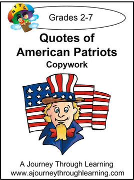 Quotes of American Patriots Copywork (cursive letters) - A Journey Through Learning Lapbooks 