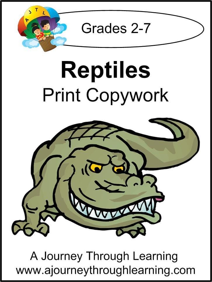 Reptiles Copywork (printed letters) - A Journey Through Learning Lapbooks 